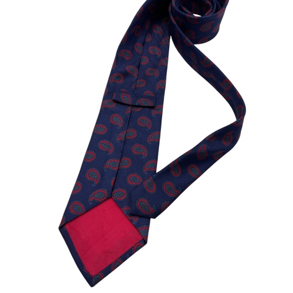 TURNBULL & ASSER Blue/Red Paisley Silk LUXURY Tie HANDMADE ENGLAND - Picture 2 of 4